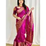 Stylish Pink Color Soft Lichi Silk Jacquard All Over Saree