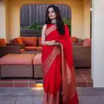 Stylish Red Color Soft Lichi Silk Cloth Jacquard All Over Saree