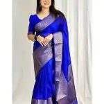 Stylish Royal Blue Color Soft Lichi Silk Jacquard All Over Saree