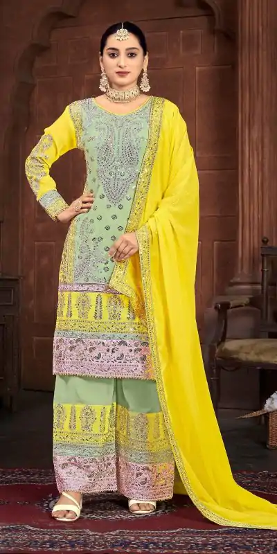Sublime Blue Color Heavy Georgette Embroidery Salwar Suit