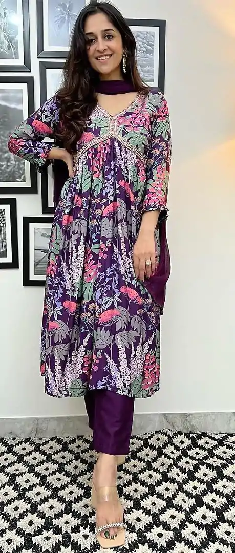 Alluring Violet Color Foix Georgette Digital Printed Salwar Suit
