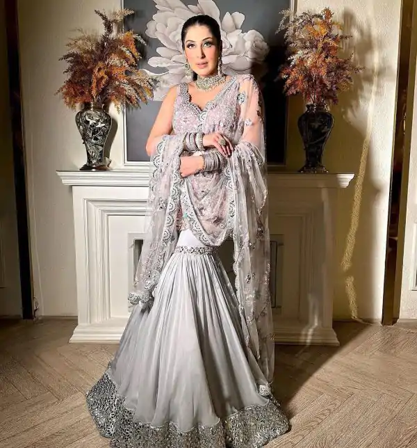 Fancy Grey Color Georgette thread Sequence Work Sharara Suit