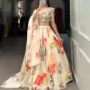 Grand Cream Color Georgette Floral Printed Lehenga Choli