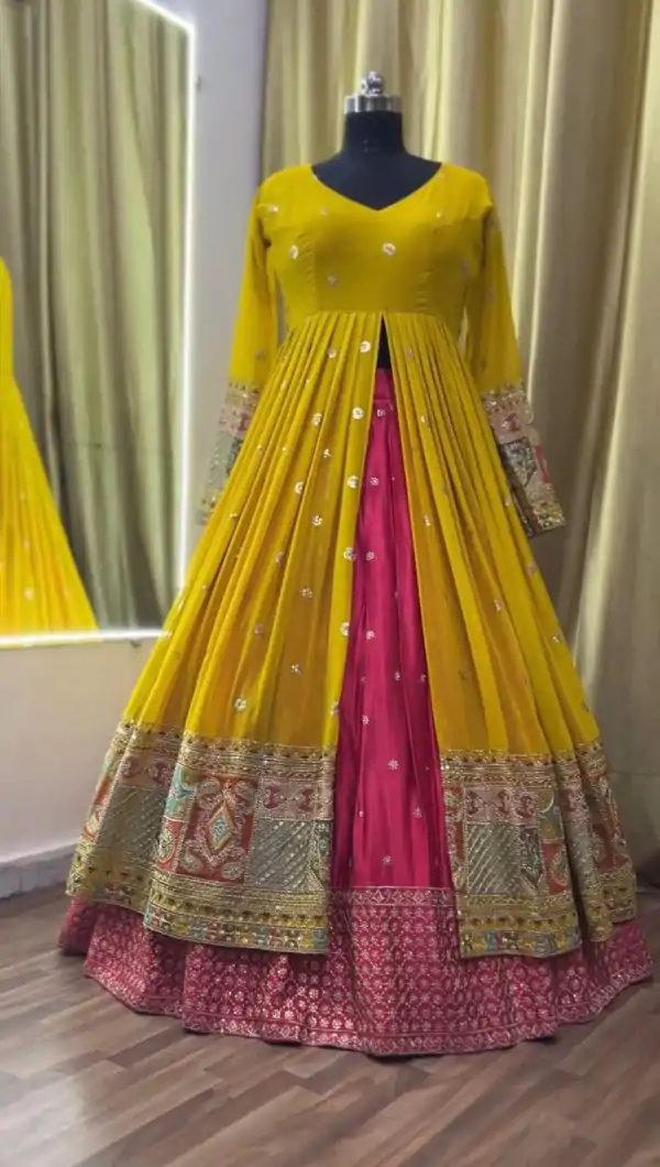 Peaceful Yellow Color Georgette Thread Sequence Lehenga Choli