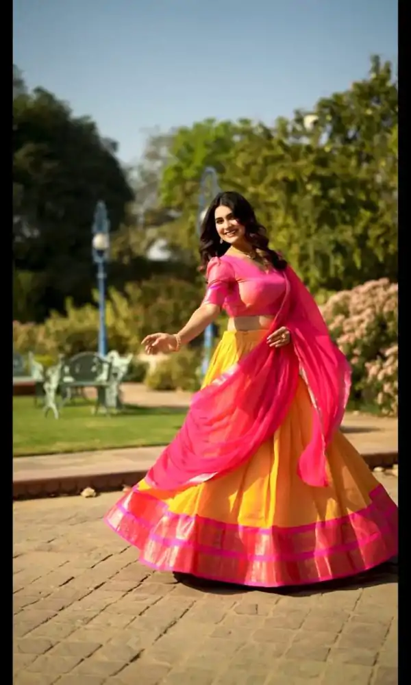 Peaceful Yellow Color Kanchipuram Zari Weaving Lehenga Choli