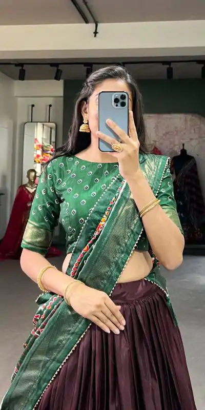 LNB 1623 Broun Color Fabulous Dola Silk Patola Print And Foil Work Lehenga Choli Wedding, Festive, Events Expected Delivery 4-6 Working Days@2199/- Only | Bollywood Lehenga, Creative Lehenga, Designer Lehenga, Embroidered Lehenga, Lehenga, Party Wear Lehenga