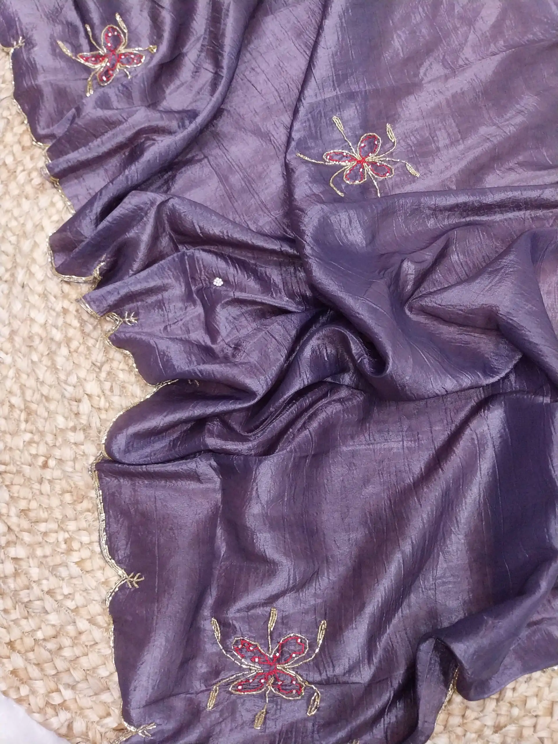 Amazing Purple Color fabric having handwork With Work Saree - Image 2