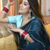 Glow Boosting Navy Blue Color Georgette With Embroidery Work Saree
