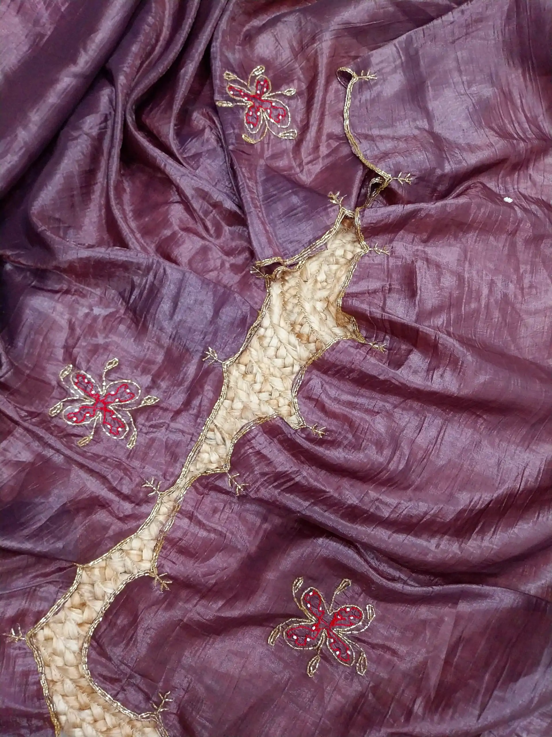 Precious Pink Color fabric having handwork With Work Saree - Image 2