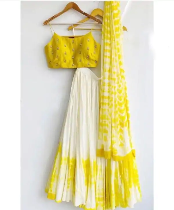 Alluring Yellow Color Silk Printed Work CAN CAN Lehenga Choli