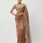 Awesome Mustard Yellow Color Jimmy Chu Embroidery Lace Border Sequins Work Saree