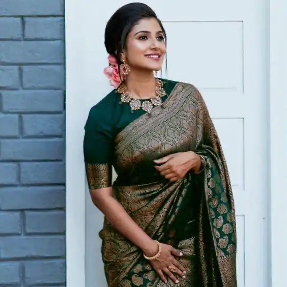 Beautiful Blue Color Soft Lichi Silk Jacquard Work On All Over Saree - Image 2