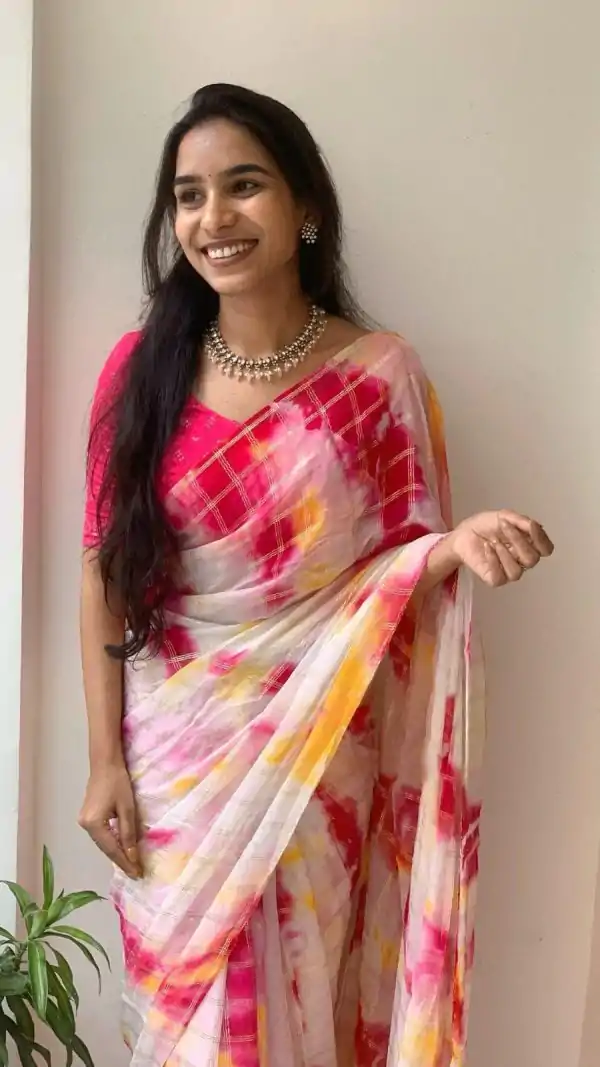 Classic Pink Color Viscose Georgette Shibori Hand Dyeing Jari Work  Saree