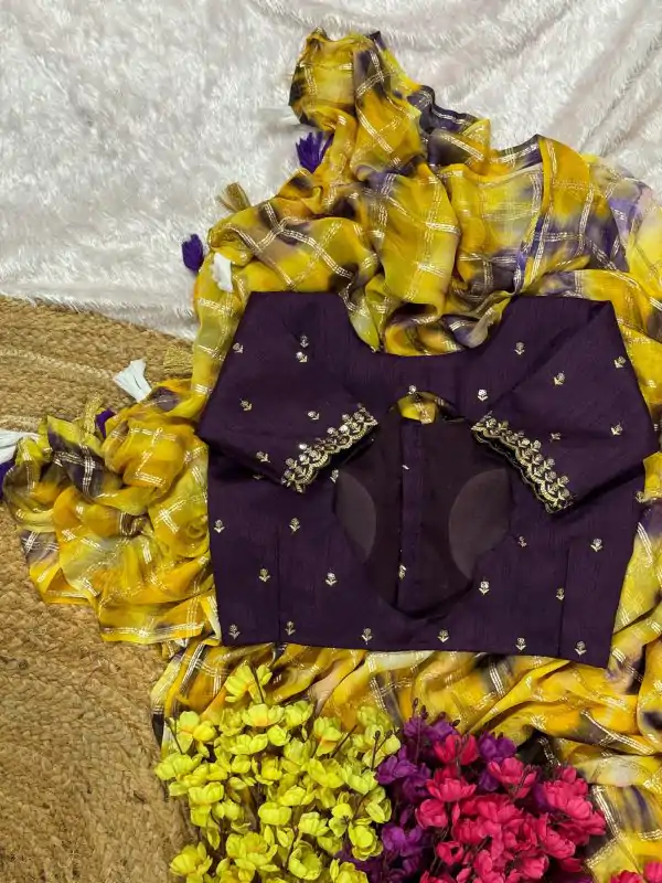 Classic Yellow Color Viscose Georgette Shibori Hand Dyeing Jari Work  Saree