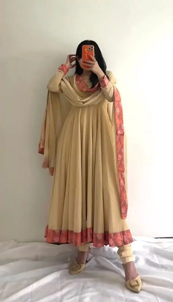 Fantastic Yellow Color Faux Georgette Lace work Salwar Suit