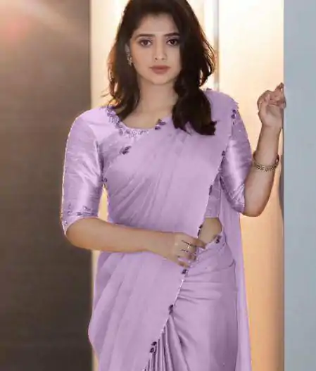 Perfects Purple Color Rangoli Silk Handwork And Cutwork With Pearl Saree