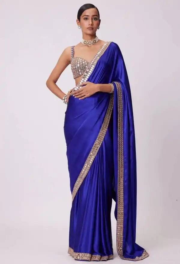 Stunning Royal Blue Color Rangoli Silk Heavy Coding Embroidery Lace In Border Saree