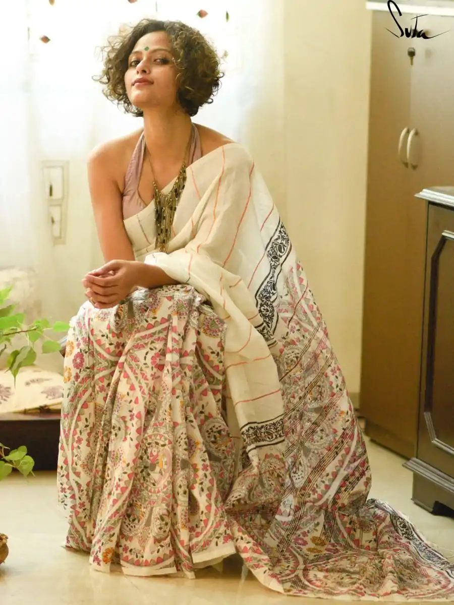 Wonderful White Color Heavy Dola Silk Digital Print Saree - Image 6