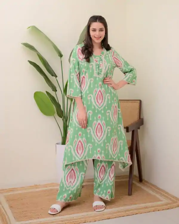 Amazing Green Color Rayon Wood With Print Salwar Suit