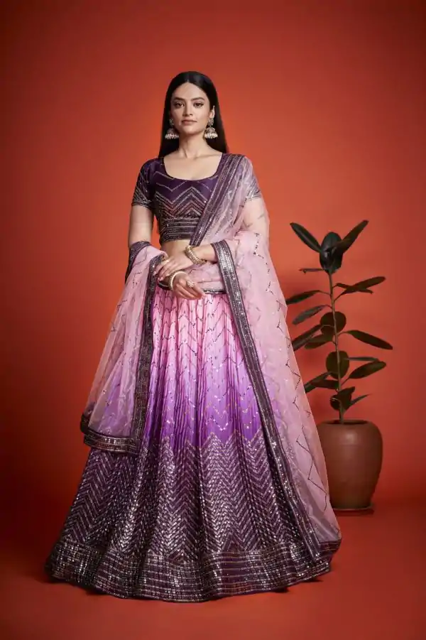 Beautiful Purple Color Chinon Embroidery and Sequins Lehenga Choli