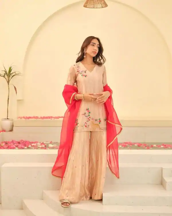 Classic Creamy Color Fendi With Embroidery Work Salwar Suit