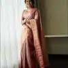 Perfect Pink Color Soft Litchi Silk Jacquard Work On All Over Saree