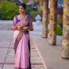 Superb Pink Color Soft Lichi Silk Jacquard Work On All Over Saree