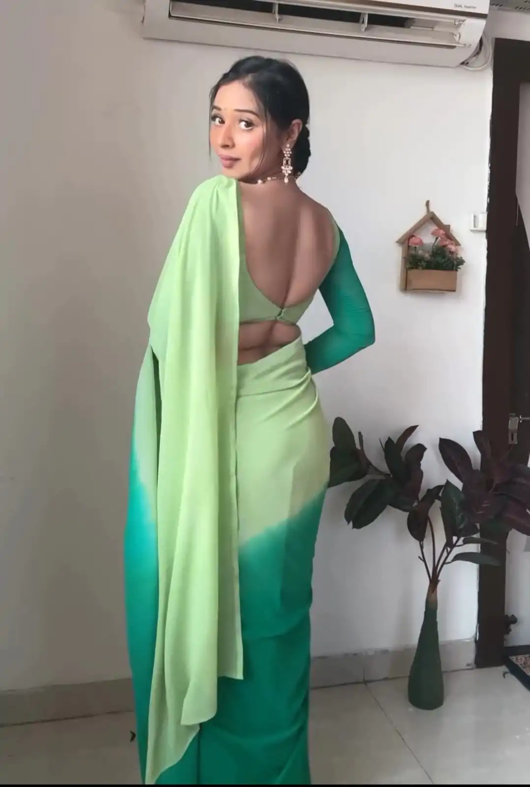 Superb Pista And Green Color Georgette Silk Multi Combination All over The Saree - Image 4
