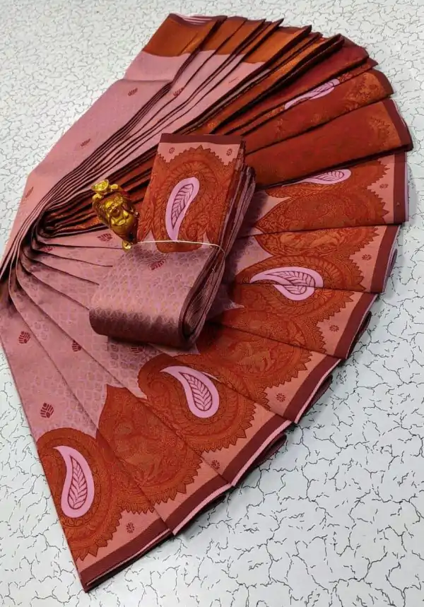 Wonderful Light pink Color Soft Litchi Silk Contrast Border Weaving Design Saree