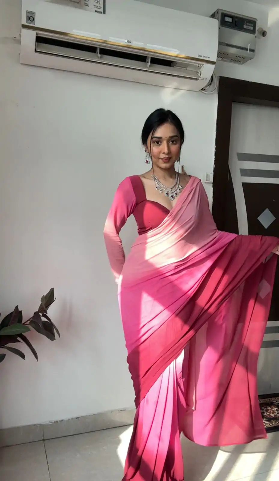 Wonderful Multi Color Soft Georgette Silk Ready To Wear All Over Saree - Image 2