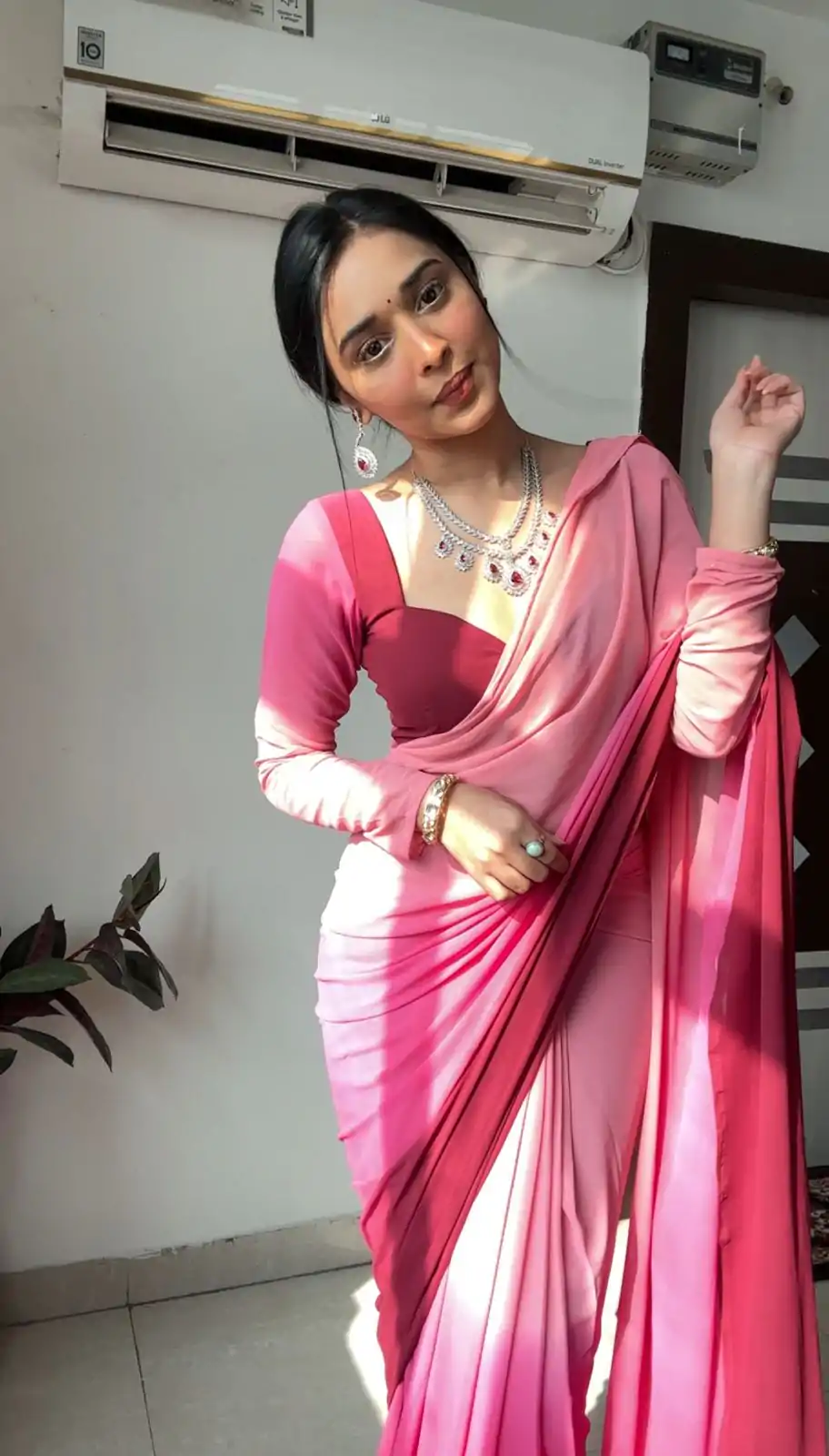 Wonderful Multi Color Soft Georgette Silk Ready To Wear All Over Saree - Image 4