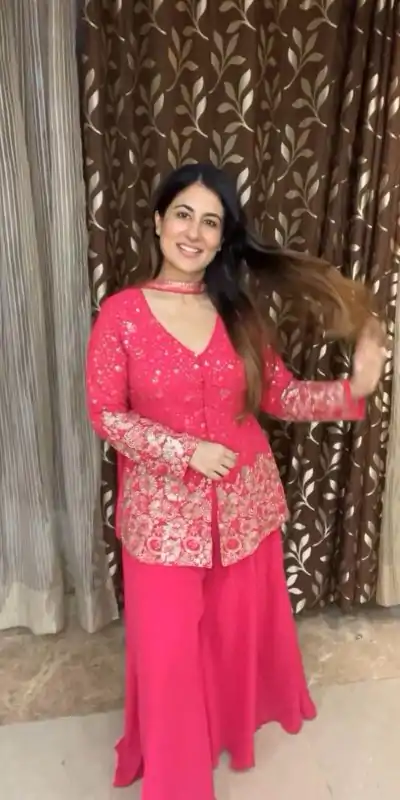 Amazing Rani Pink Color georgette Sequence Embroidery Work Salwar Suit