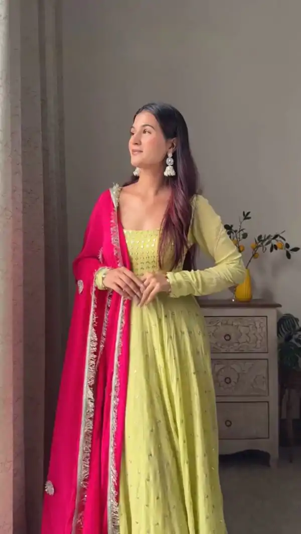 Cool Pista Color Foix Georgette Thread With Sequence Salwar Suit