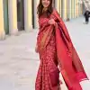 Fancy Red Color Soft Litchi Silk Jacquard Work Saree