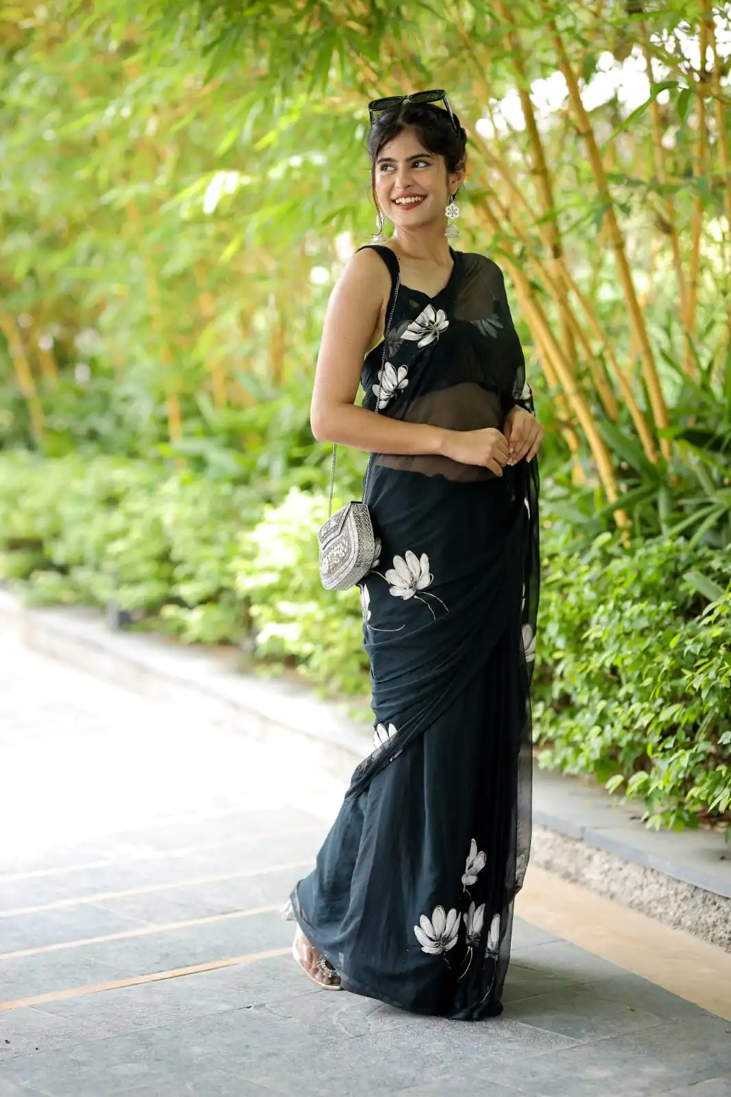 Fantastic Black Color Soft Georgette Silk All Over Saree - Image 6