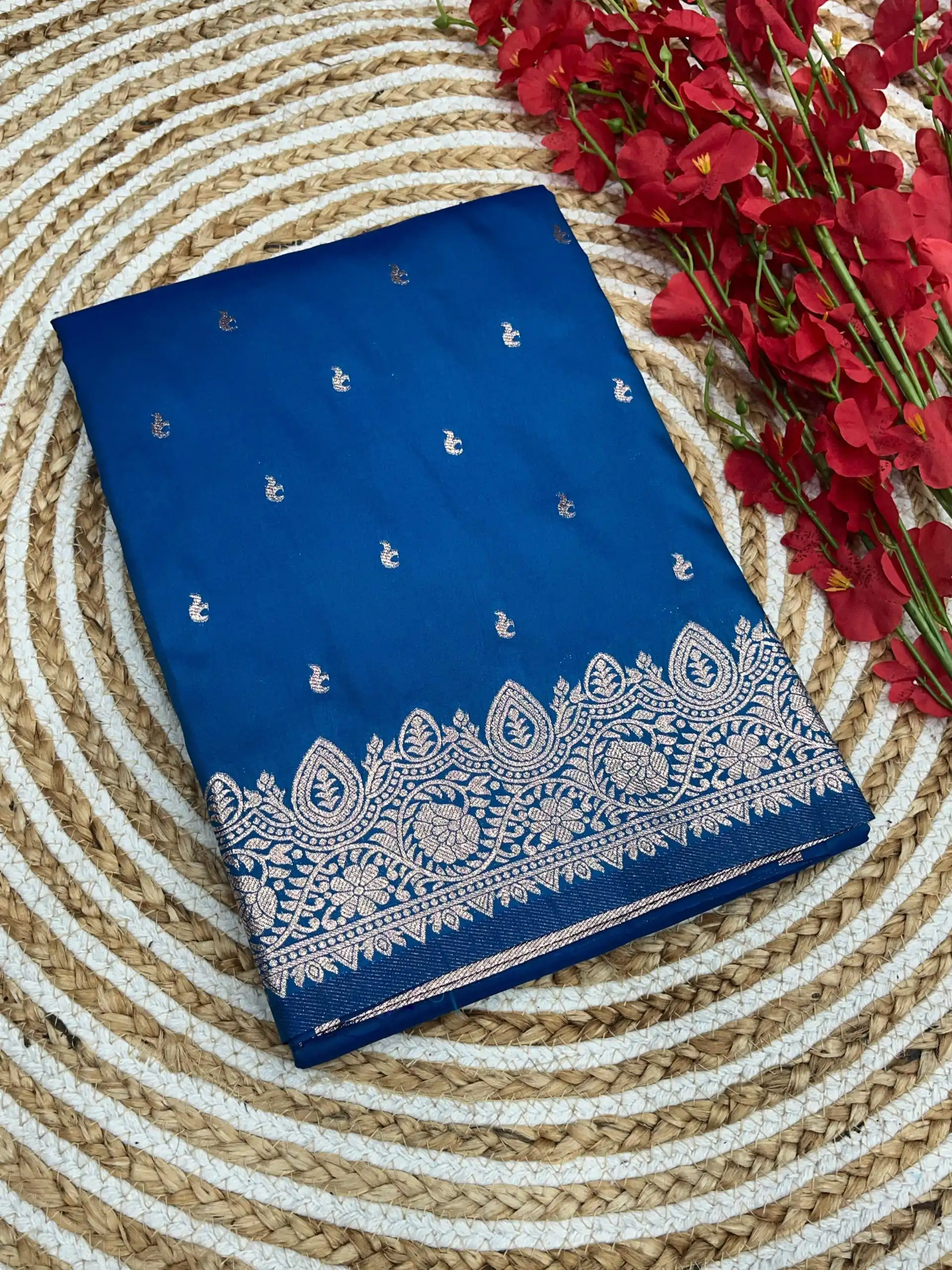 Fantastic Blue Color Banarasi Silk Zari Weaving Rich Pallu Saree