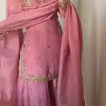 Grand Peach Color Chinon Silk Sequence Work Salwar Suit