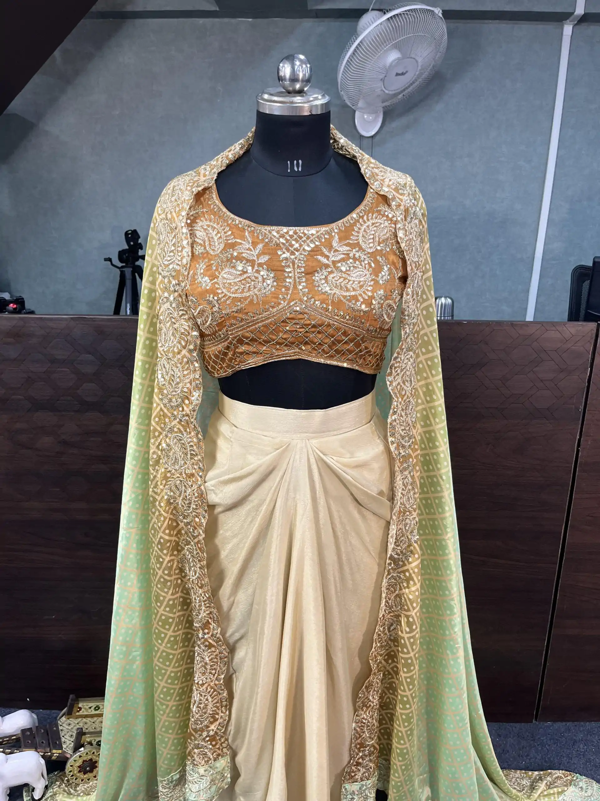 Lovely Orange Color Chinon Silk Embroidery Sequins Work Dhoti Suit - Image 2