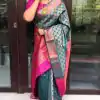 Magical Blue Color Soft Litchi Silk jacquard Work On All Over Saree