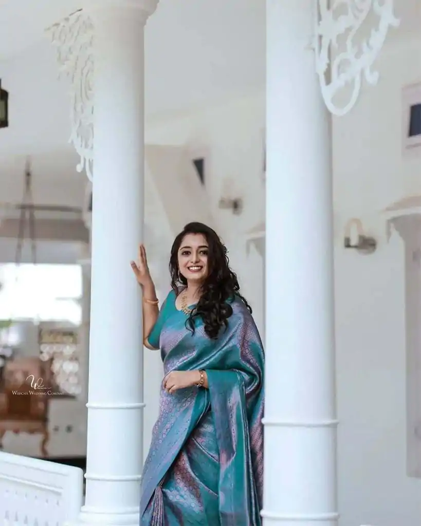 Nice Blue Color Soft Litchi Silk jacquard Work On All Over Saree - Image 10