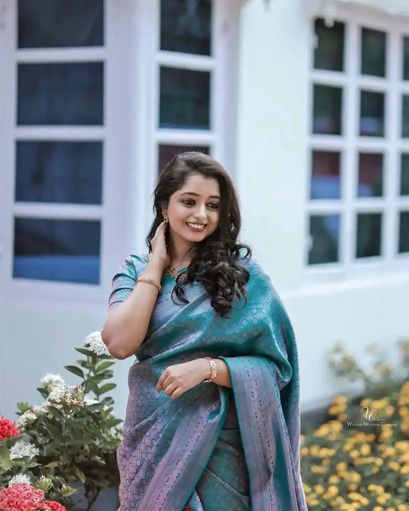 Nice Blue Color Soft Litchi Silk jacquard Work On All Over Saree - Image 8