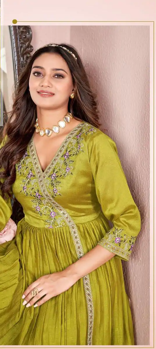 Trendy Light Yellow Color Vichitra Embroidery Work Salwar Suit