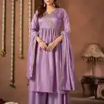 Trendy Purple Color Vichitra Embroidery Work Salwar Suit