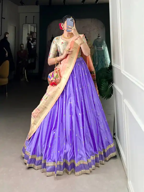 Blue Jacquard Weaving Lehenga Choli