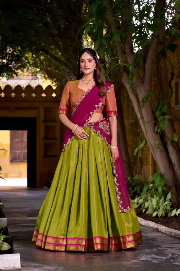 Rani Pink Kanchipuram Weaving Lehenga Choli