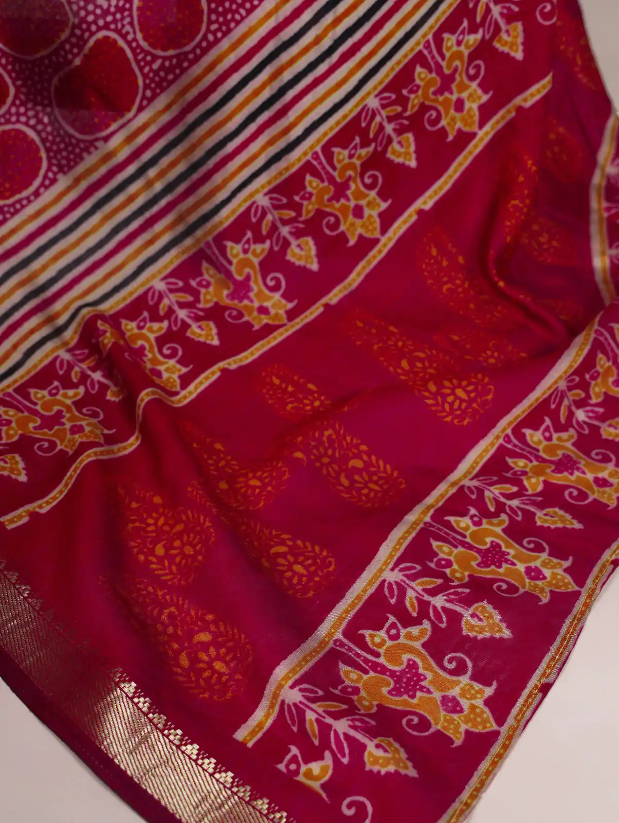 Maroon Chanderi Printed Saree - Image 4