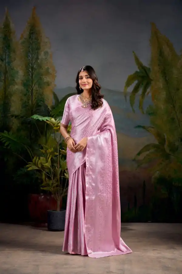 Baby Pink Kanjivaram Weaving Saree