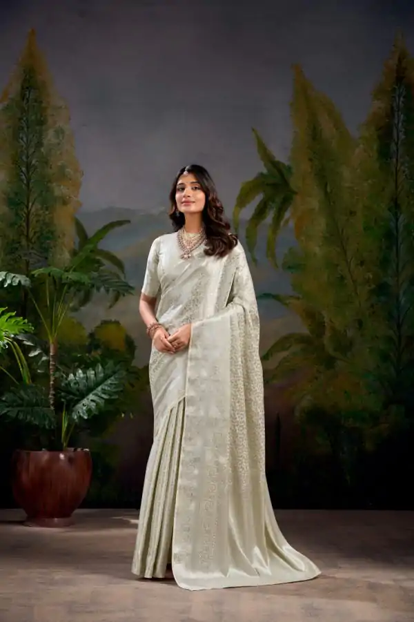 Off White Kanjivaram Weaving Saree