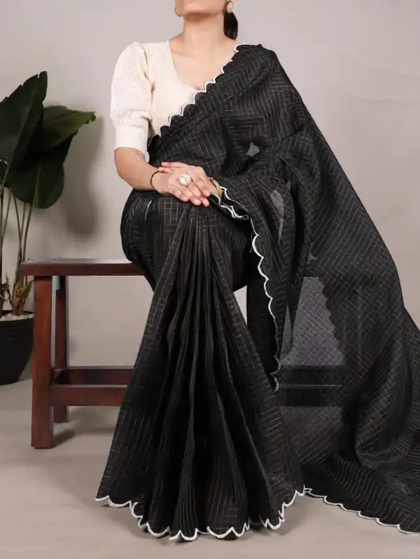 Black Gadhawal Arca Work Saree