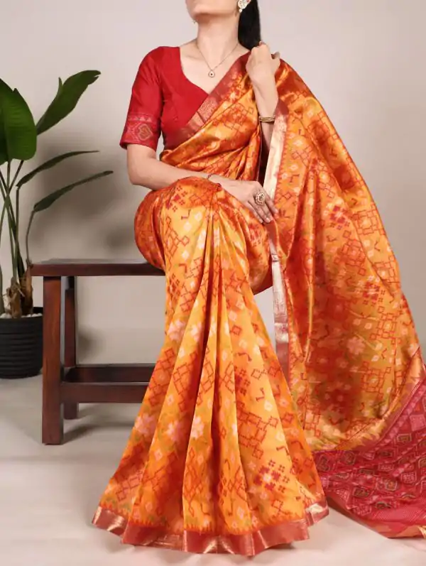 Orange Jacquard Patola Saree